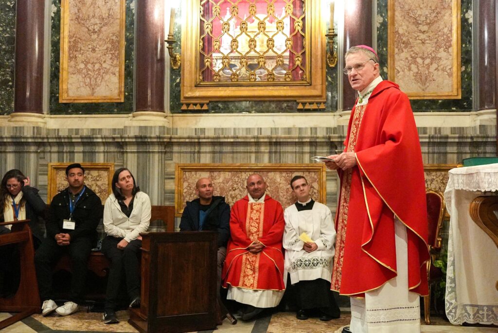 Archbishop Timothy P. Broglio of the U.S. Archdiocese for the Military Services, and president of the U.S. Conference of Catholic Bishops, gives his homily during Mass at the Basilica of St. Mary Major in Rome Feb. 6, 2025.