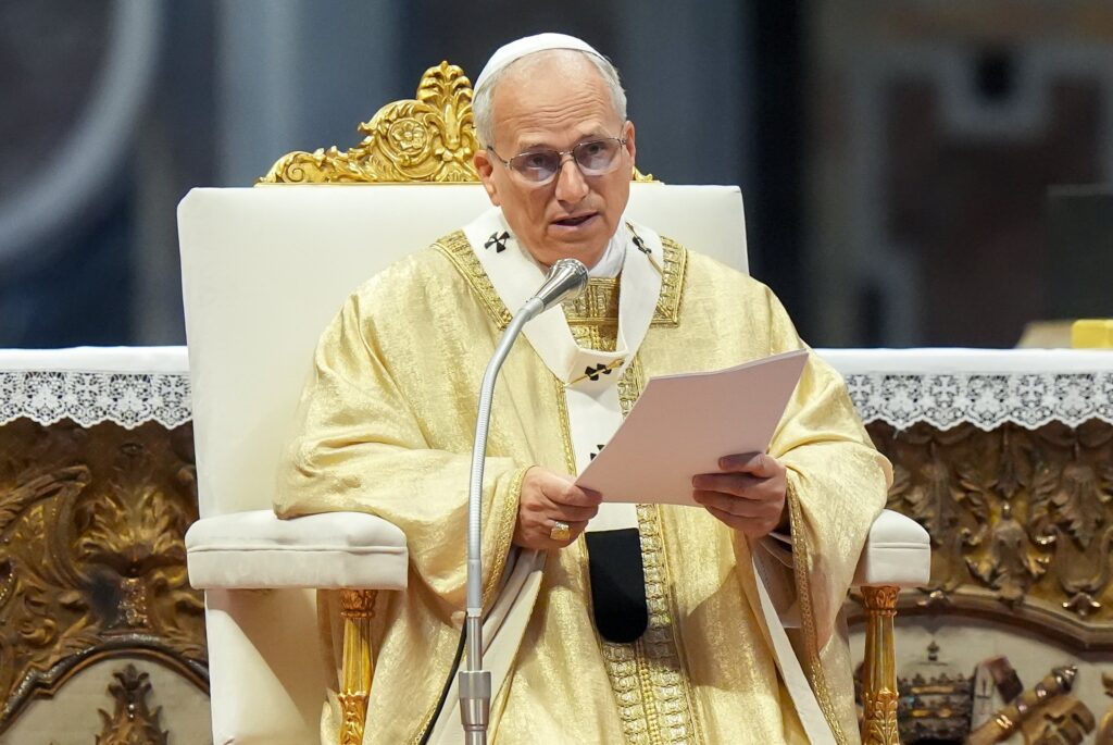Pope Leo XIV gives his homily during Mass on the feast of the Sacred Heart of Jesus in St. Peter’s Basilica at the Vatican June 27, 2025.