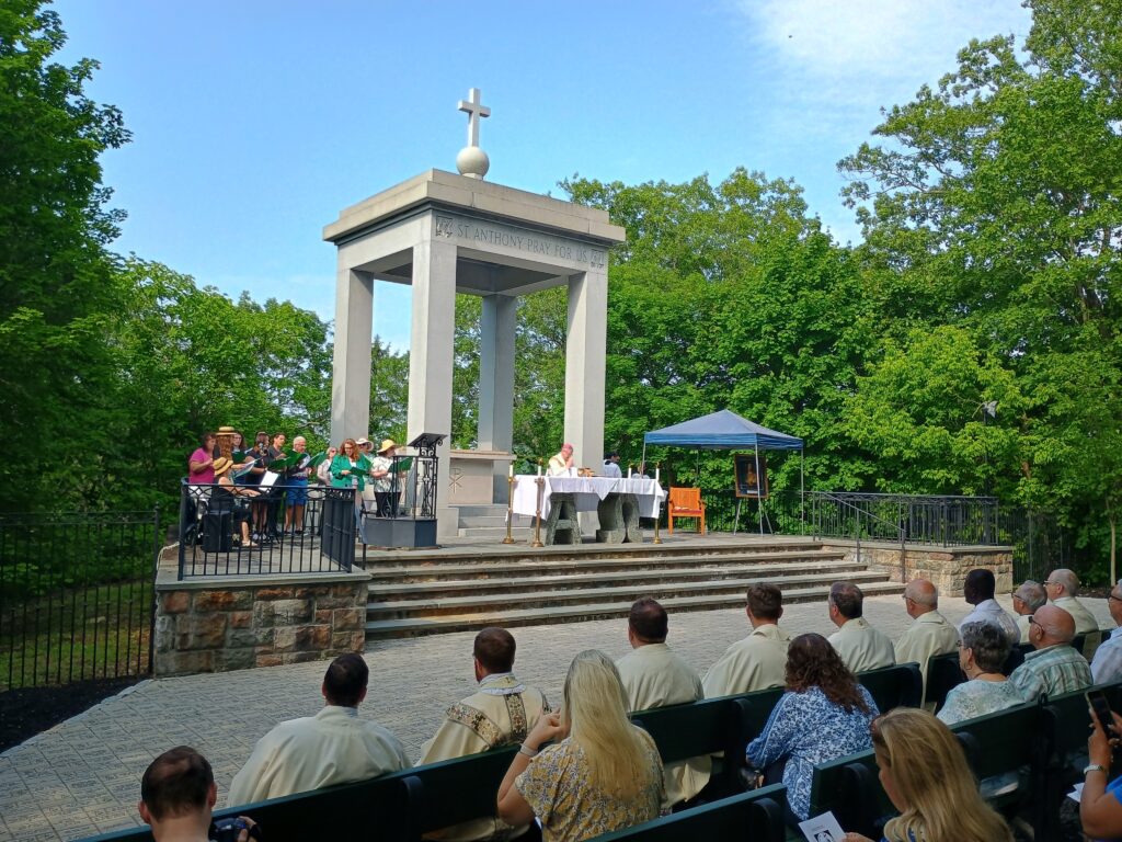 Auxiliary Bishop Gerardo Colacicco celebrating the Jubilee of Hope Mass at the St. Anthony Shrine at Graymoor in Garrison, June 12, 2025.
