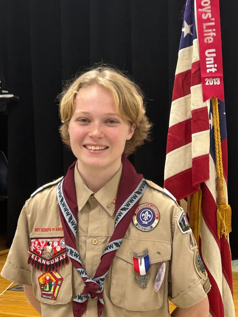 Eagle Scout Fiona Greaney received a $2,000 scholarship for her service to Scouting and to her parish, Church of the Epiphany in Manhattan.