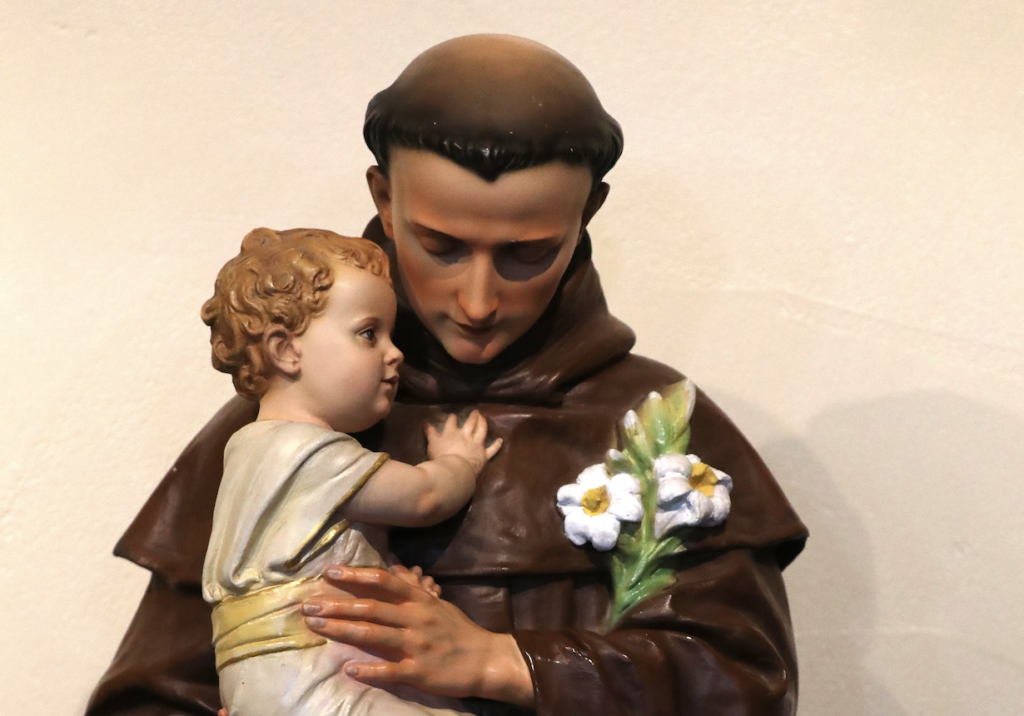 An statue of St. Anthony of Padua holding the Christ Child is pictured at Immaculate Conception Catholic Church in Cottonwood, Arizona, October 29, 2024.