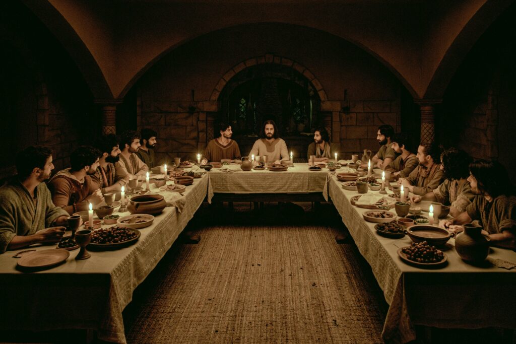 Jonathan Roumie, center, plays Christ in "The Chosen: Last Supper - Part 1," a theatrical release of the first two episodes of the TV series' fifth season.