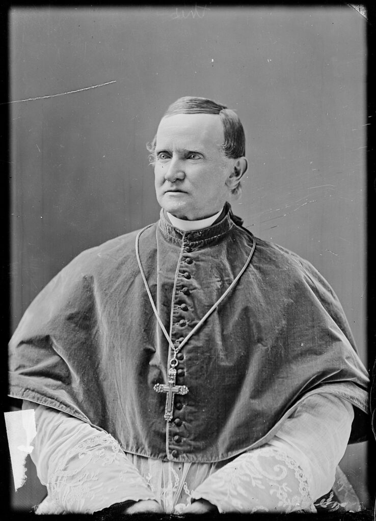 The first Archbishop of New York, John Hughes, is shown in a photo taken between 1860 and 1865.
