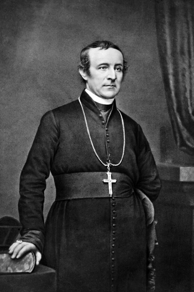 Caption: Archbishop John Hughes, the first Archbishop of New York, is shown in an 1860 portrait.