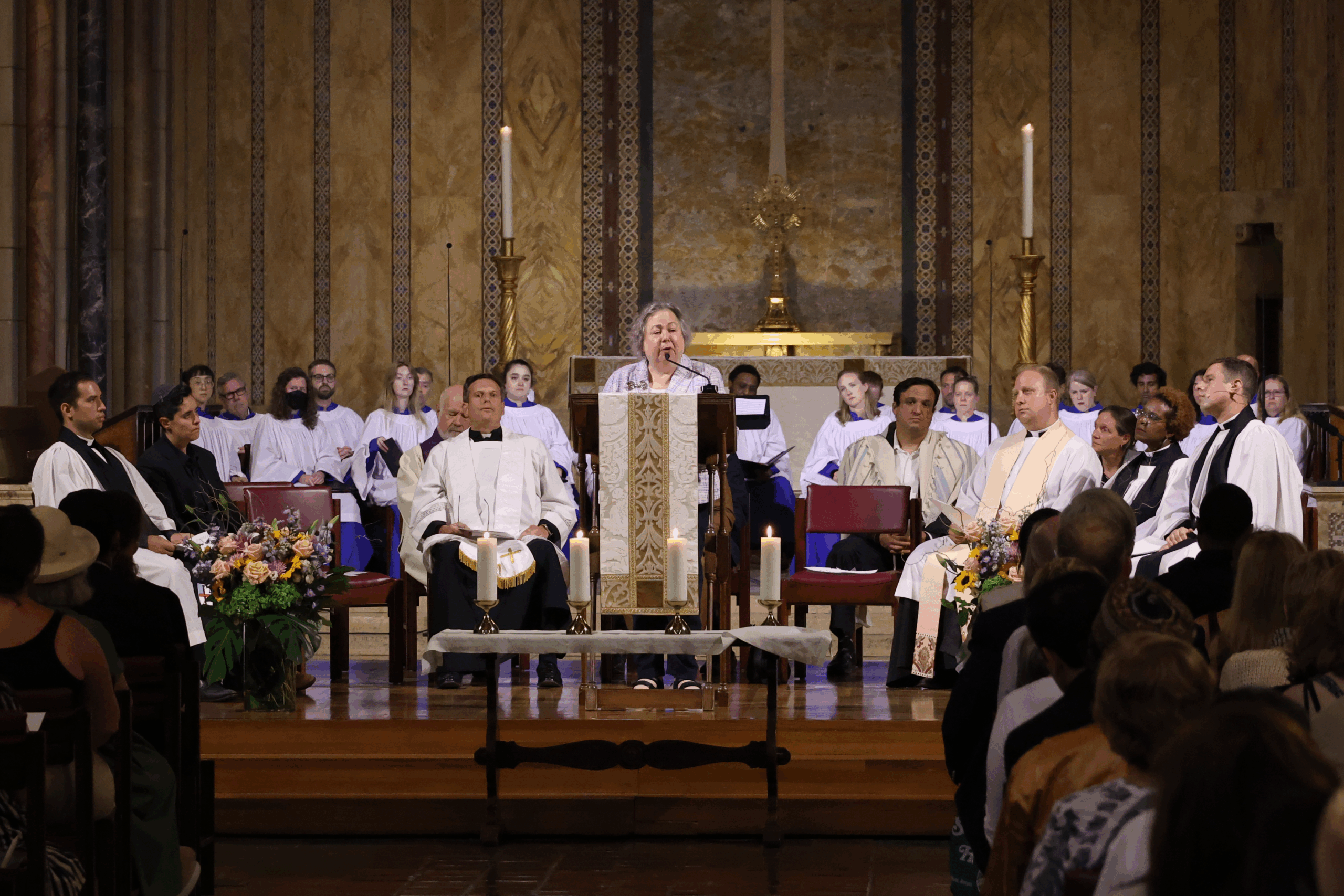 The Honorable Liz Krueger of the New York State Senate calls for a federal assault weapons ban during the service.