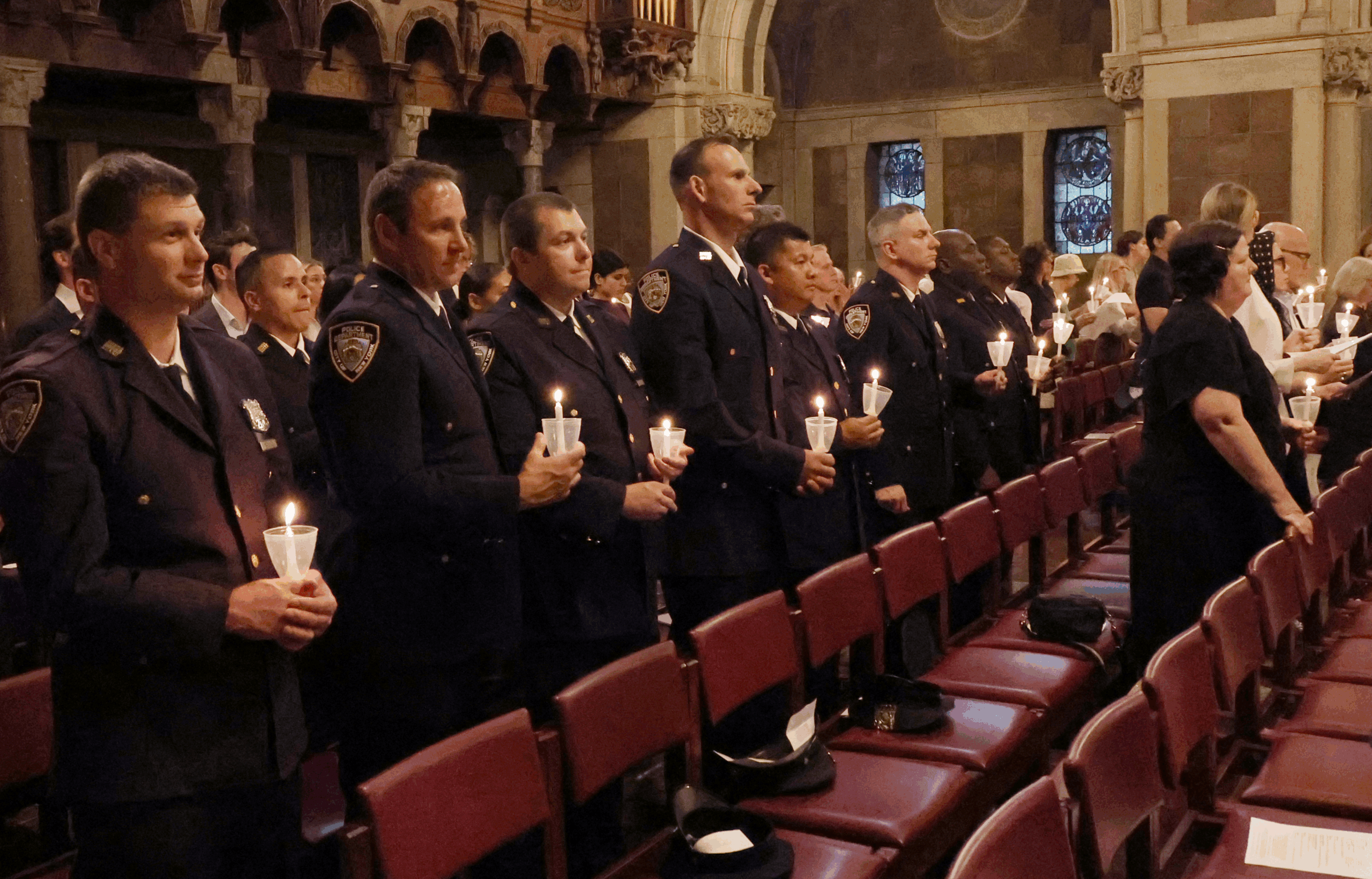 Members of the NYPD stand in solidarity and remembrance.