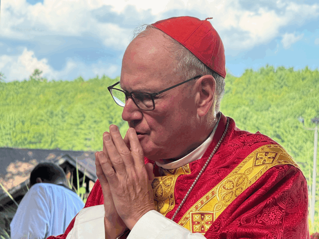 Cardinal Dolan celebrates Mass at Camp Veritas in Glen Spey on August 14, 2025. Photo: The Good Newsroom/Mary Shovlain