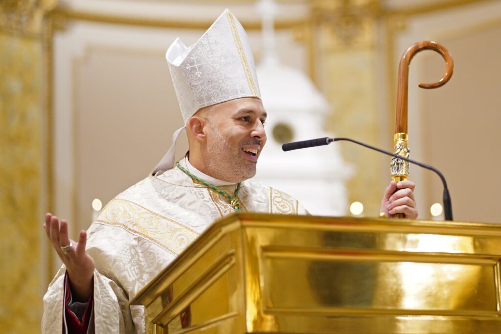 New York Auxiliary Bishop Joseph A. Espaillat delivers his homily during the ordination of transitional deacons at St. Joseph's Seminary in Yonkers on November 9, 2024.