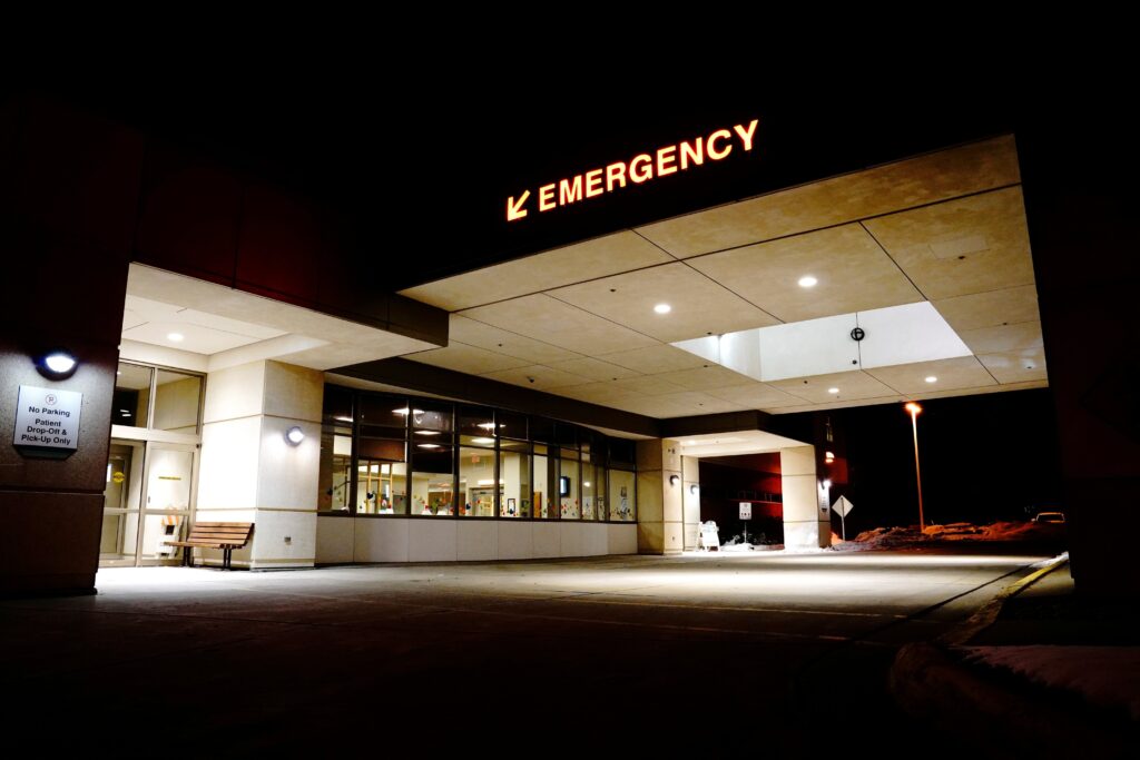 A file photo shows the entrance of an emergency room.