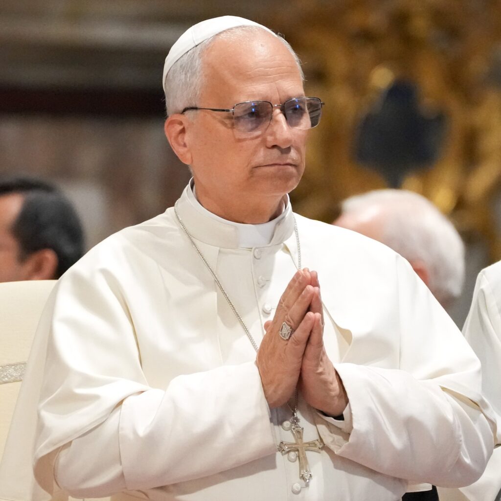 Pope Leo XIV gestures in prayer after giving his blessing at the conclusion of a service at the Basilica of St. John Lateran in Rome to mark the beginning of a new pastoral year for the Diocese of Rome Sept. 19, 2025.