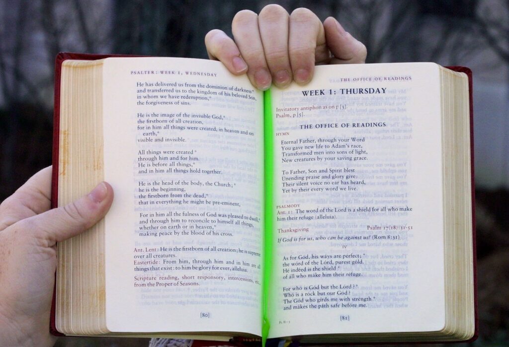 A breviary, or the liturgical book containing the Liturgy of the Hours, is seen in this illustration photo.
