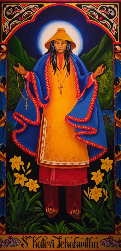 New York artist Patricia Brintle created this icon of St. Kateri Tekakwitha for St. James Cathedral in Seattle.