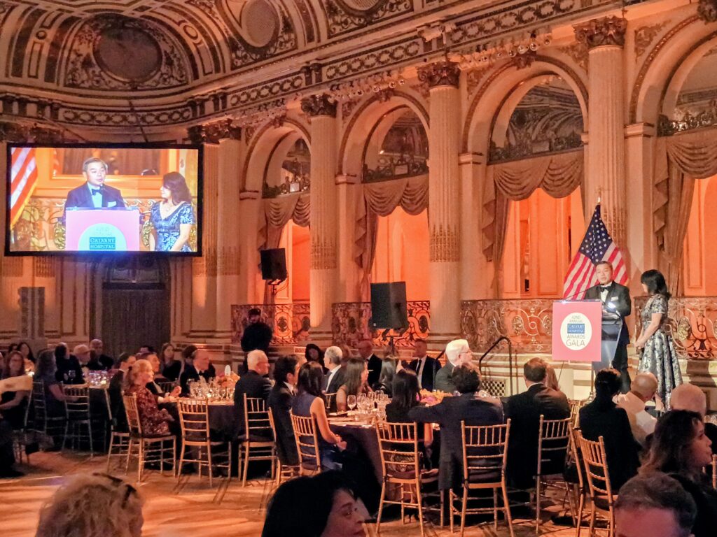 Edwin Lin and Vivian Chiu during the 42nd Annual Calvary Hospital Awards Gala at The Plaza Hotel in Midtown Manhattan, Wednesday, November 19, 2025.