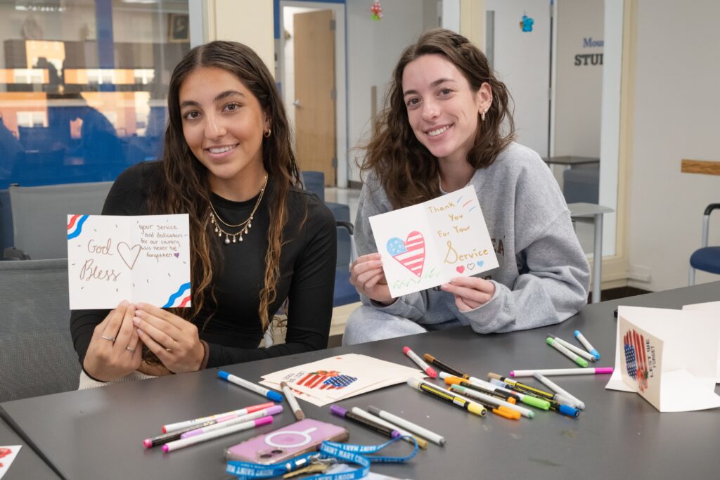 Mount Saint Mary College Leadership and Scholarship Students take part in a Veteran Card Making Event on November 6, 2025.