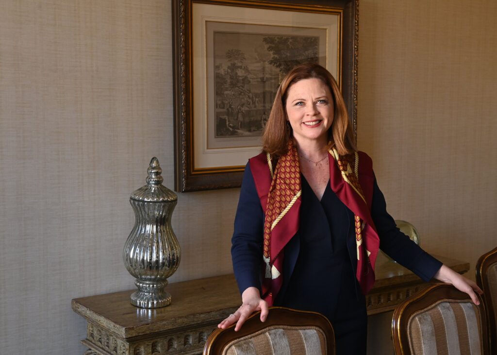Tania Tetlow is seen in this undated photo. Tetlow announced she will extend her term as president of the university until 2030.