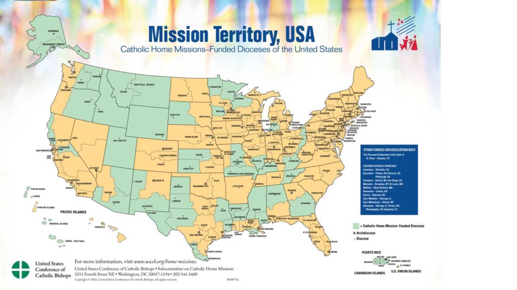 The Mission Territory USA 2026 of dioceses supported by Catholic Home Missions.
