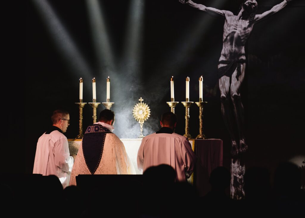 A view of the Blessed Sacrament exposed in the monstrance during Eucharistic adoration at SEEK 2025 in Washington on January 3, 2025.