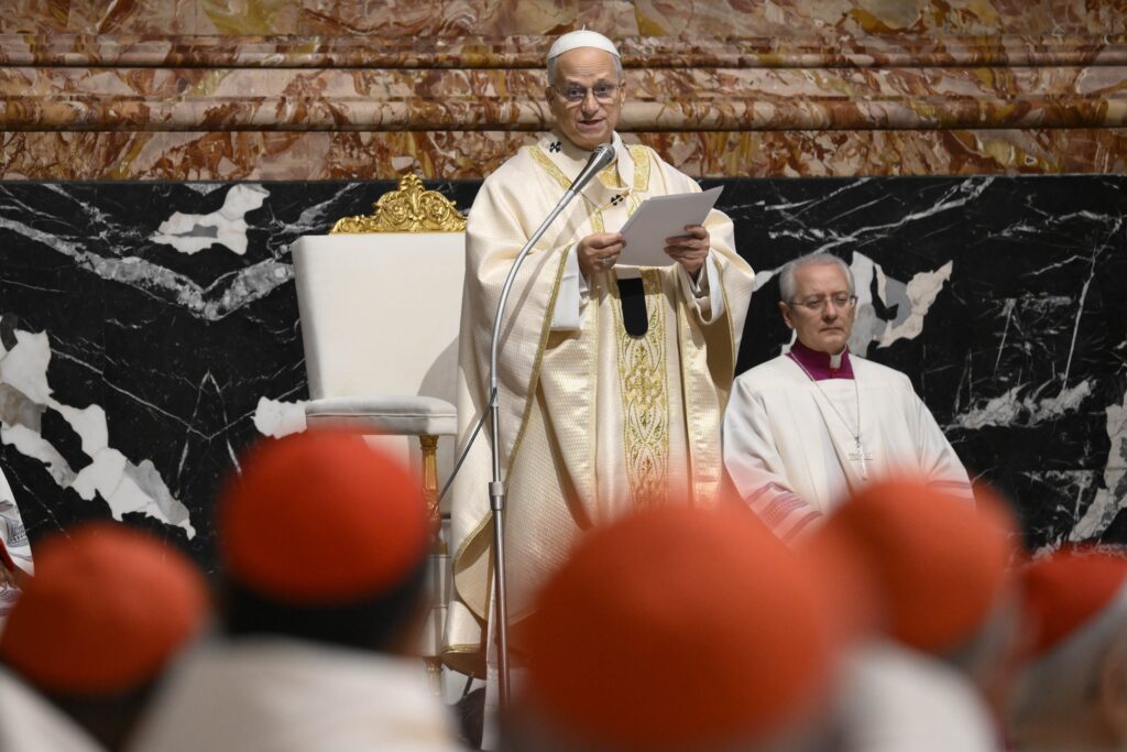Pope Leo XIV delivers the homily as he celebrates an early morning Mass in St. Peter's Basilica at the Vatican on January 8.