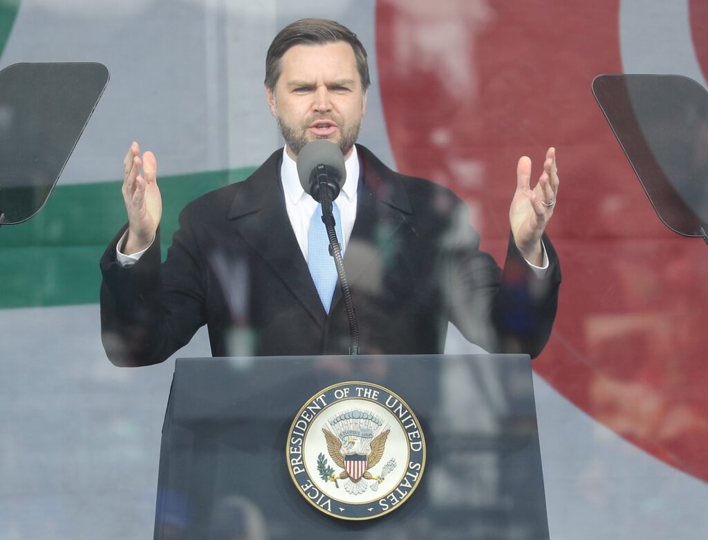 U.S. Vice President J.D. Vance speaks during the 52nd annual March for Life rally in Washington on January 24, 2025.