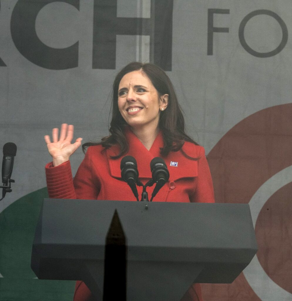 Jennie Bradley Lichter, president of the March for Life Education and Defense Fund, waves as she speaks during the 53rd annual March for Life rally in Washington on January 23, 2026.