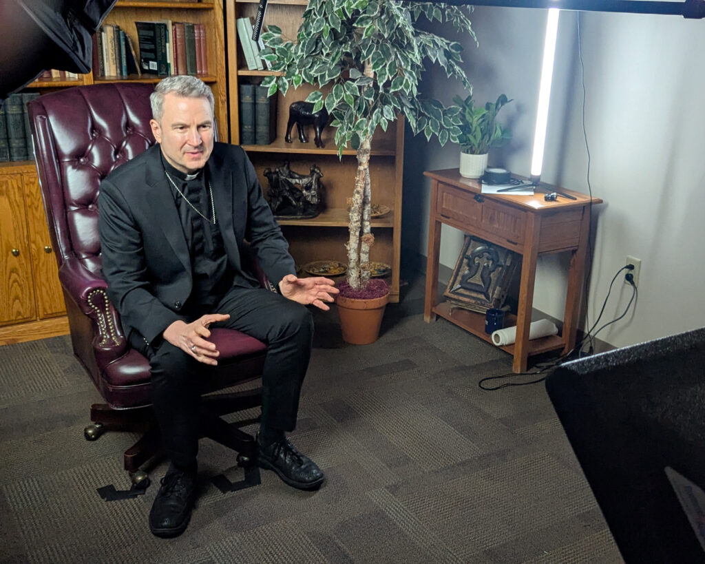 Archbishop-designate Ronald A. Hicks speaks during a January 13, 2026 interview with The Good Newsroom's Lead Content Producer Mary Shovlain and Spanish Editor Fernanda Pierorazio.