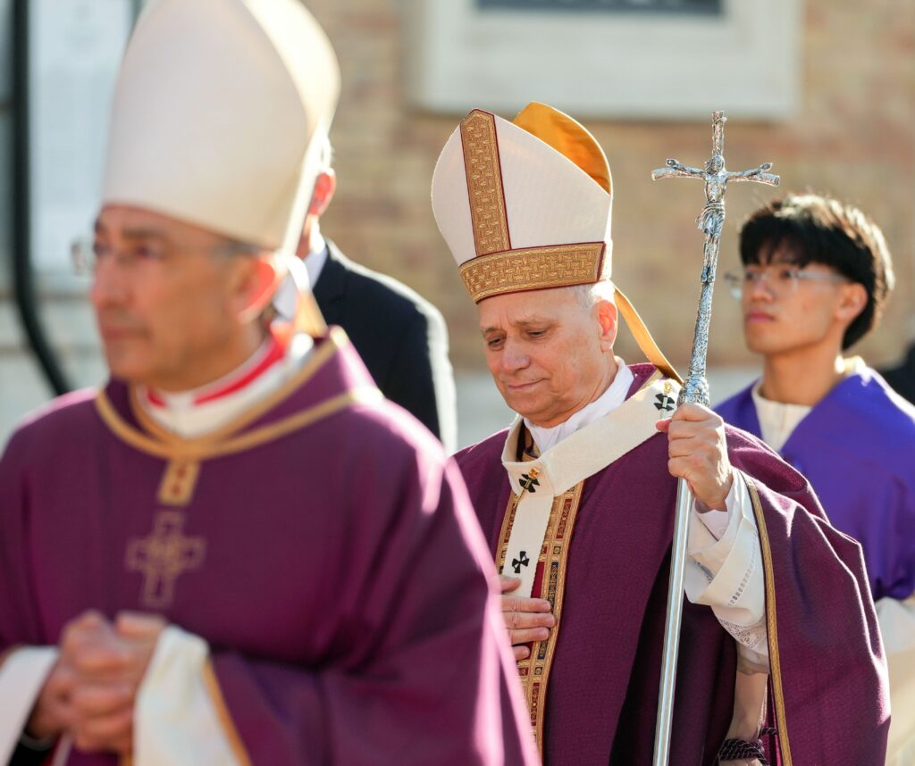 Pope Leo XIV processes toward the Basilica of the Sacred Heart of Jesus during a pastoral visit in central Rome, February 22, 2026.