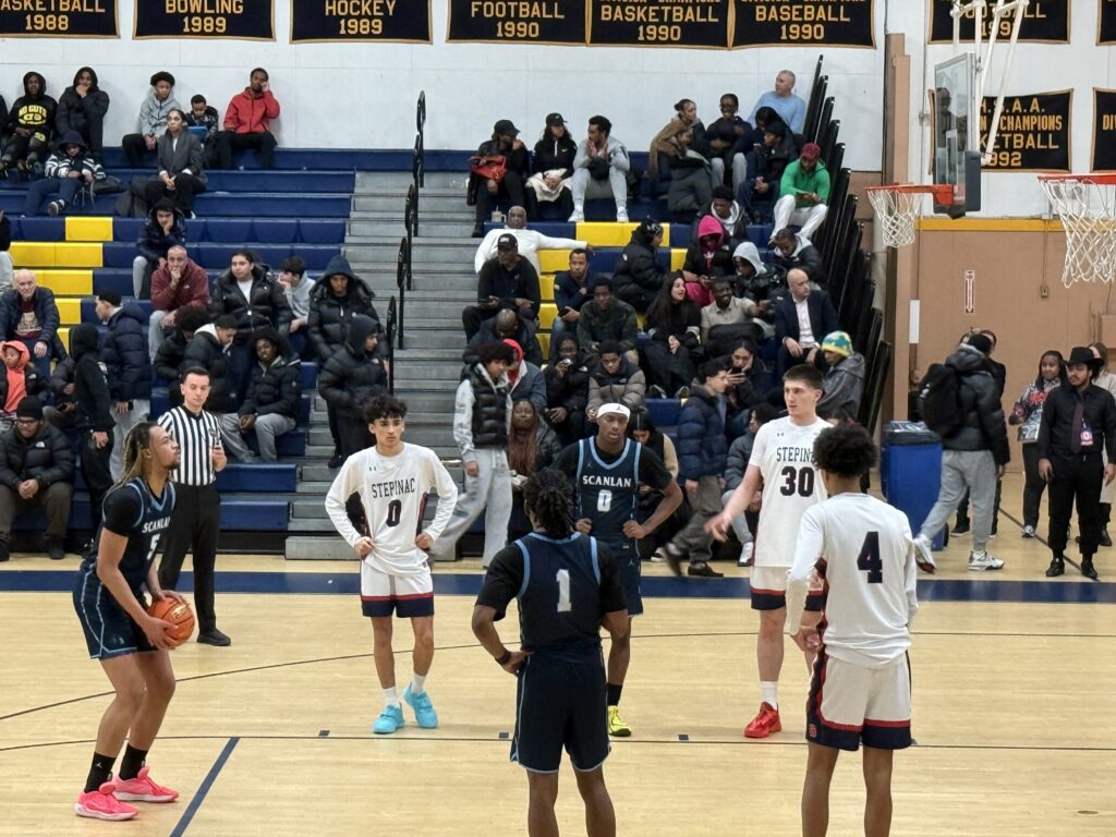 Monsignor Scanlan High School senior Javan Webb (#5) shoots a foul shot during his team’s 91-62 loss to Archbishop Stepinac High School, February 17, 2026.