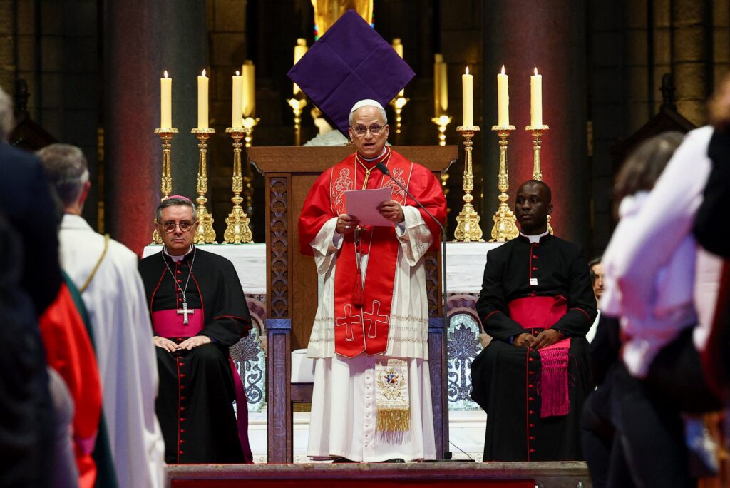 Pope Leo XIV leads midday prayer with the Catholic community at the Cathedral of Our Lady of the Immaculate Conception of Monaco during the pontiff's apostolic journey to the city-state March 28, 2026. It is Pope Leo's first international journey of 2026 and only the second of his pontificate.