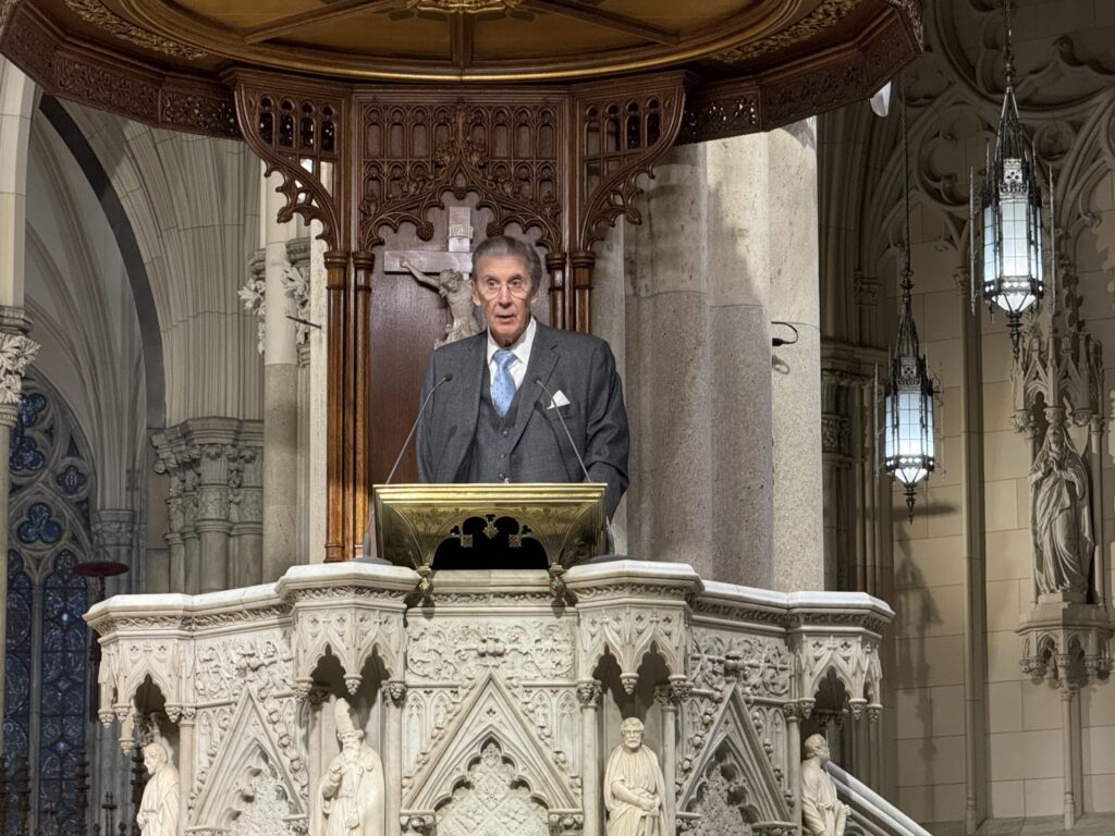 George Marlin, Jr., executive director of Aid to the Church in Need (ACN), reads the first reading at a Mass in his organization's honor at Saint Patrick's Cathedral, March 22, 2026.