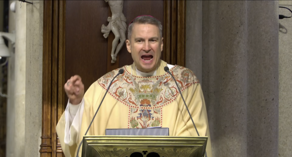 Archbishop Ronald Hicks delivers his homily during the Saint Patrick's Day Mass at Saint Patrick's Cathedral, March 17, 2026.