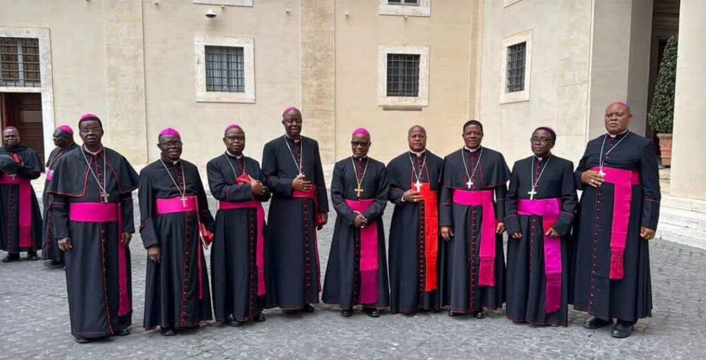 Bishops from Onitsha Ecclesiastical Province in Nigeria are pictured during their ad limina visit to the Vatican. Cardinal Peter Ebere Okpaleke is the fourth from the right.