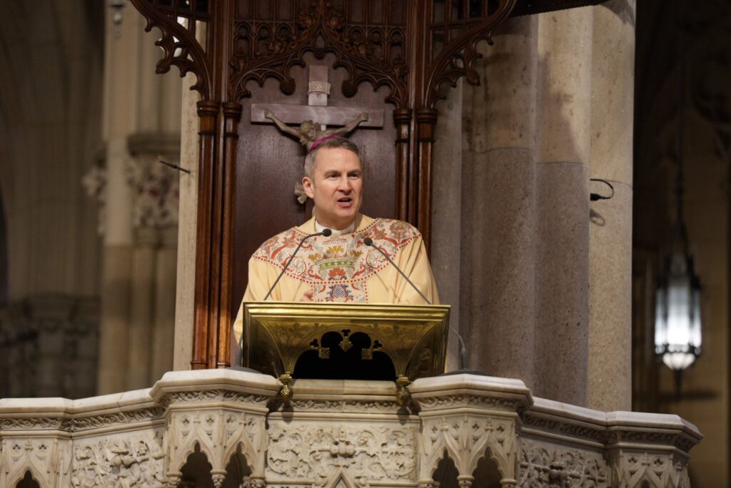Archbishop Ronald Hicks delivers his homily at the Mass of Chrism, the annual blessing of the sacramental oils used for anointing, March 31, 2026, at Saint Patrick's Cathedral in Manhattan.