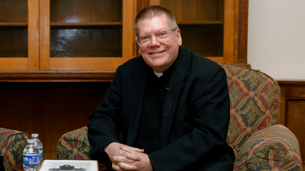 The Reverend Richard Veras poses for photo at St. Joseph’s Seminary in the Archbishop’s Office.