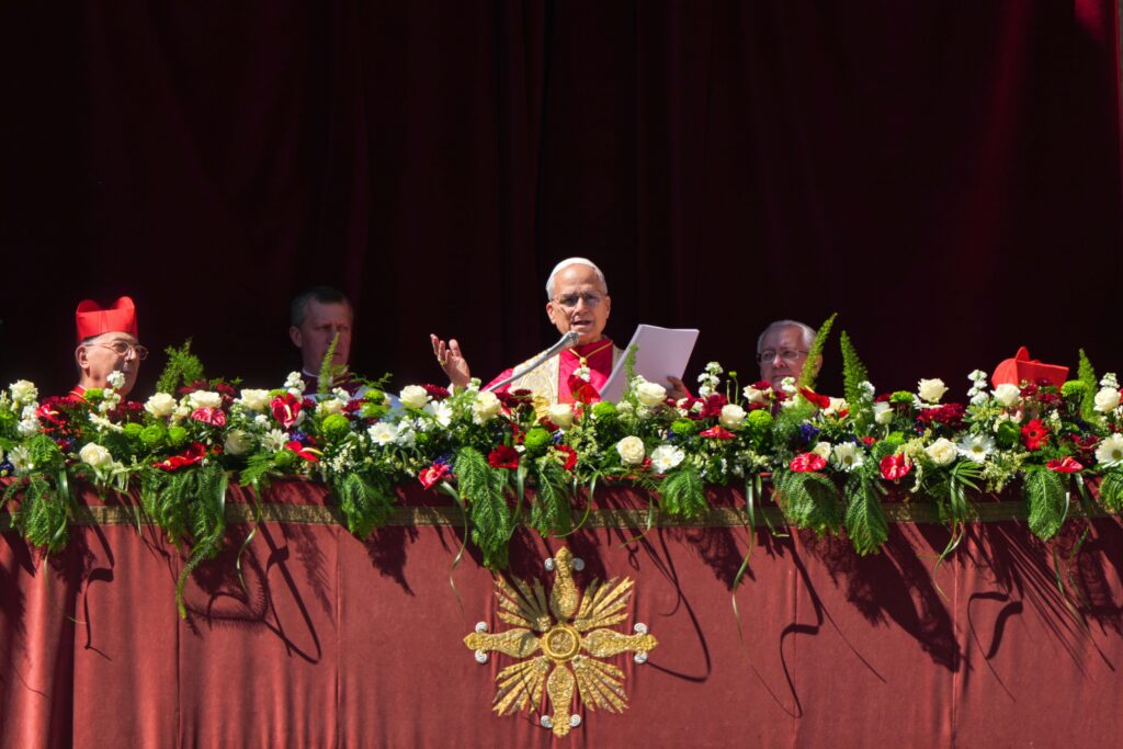 Pope Leo XIV delivers his "urbi et orbi" (to the city and the world) message from the main balcony of St. Peter's Basilica on Easter at the Vatican April 5, 2026. Photo: OSV News/Vatican Media via Reuters