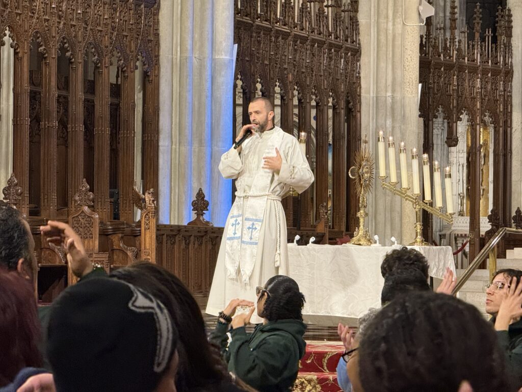 Father Vincent Druding during the event “Jesus in Zion: Dare to Hope” at St. Patrick’s Cathedral on January 31, 2025.