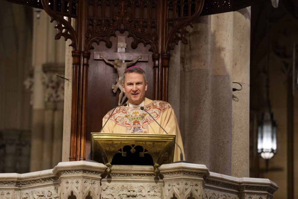 Archbishop Ronald Hicks delivers his homily at the Mass of Chrism, the annual blessing of the sacramental oils used for anointing, March 31, 2026, at Saint Patrick's Cathedral in Manhattan.