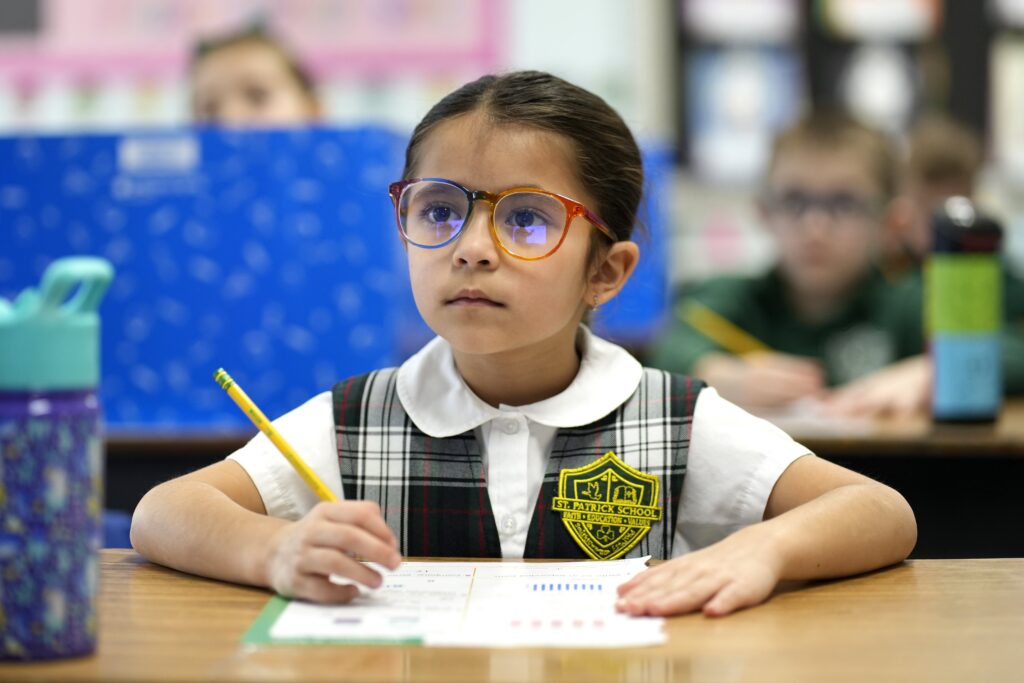 First-grader Natalie Nanan listens to her teacher's instructions prior to taking a math exam at St. Patrick School in Smithtown, N.Y., Jan. 15, 2026. Catholic Schools Week, the annual celebration of Catholic education in the U.S., is observed Jan. 25-31 in 2026.