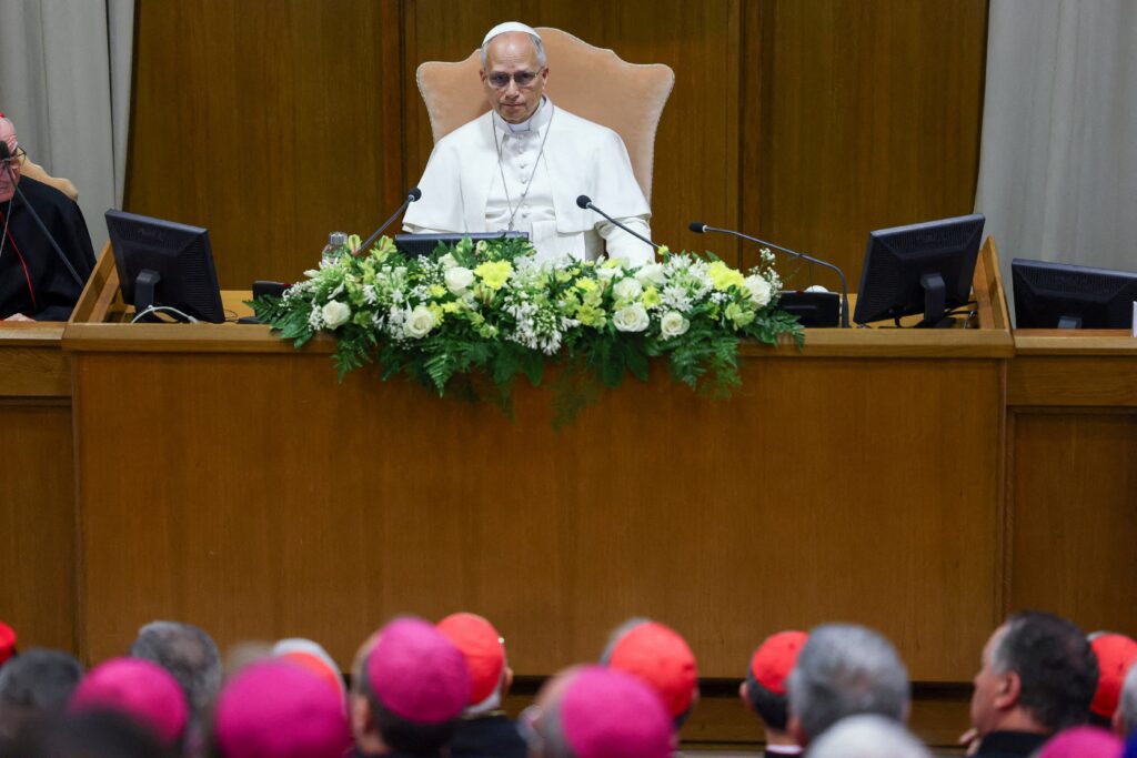 Pope Leo XIV attends the presentation of "Magnifica Humanitas" at the Vatican's Synod Hall May 25, 2026, the first encyclical of his papacy, which focuses on the rise of artificial intelligence.