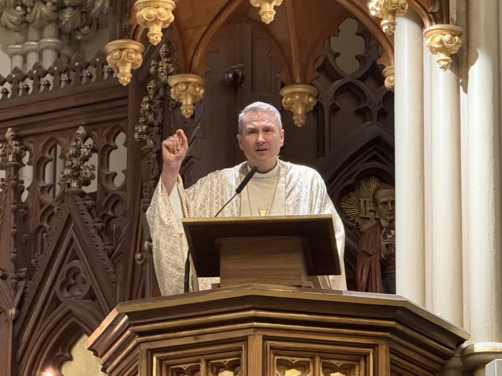 Archbishop Ronald Hicks delivers his homily at Old St. Patrick’s Church in Lower Manhattan, May 10, 2026.