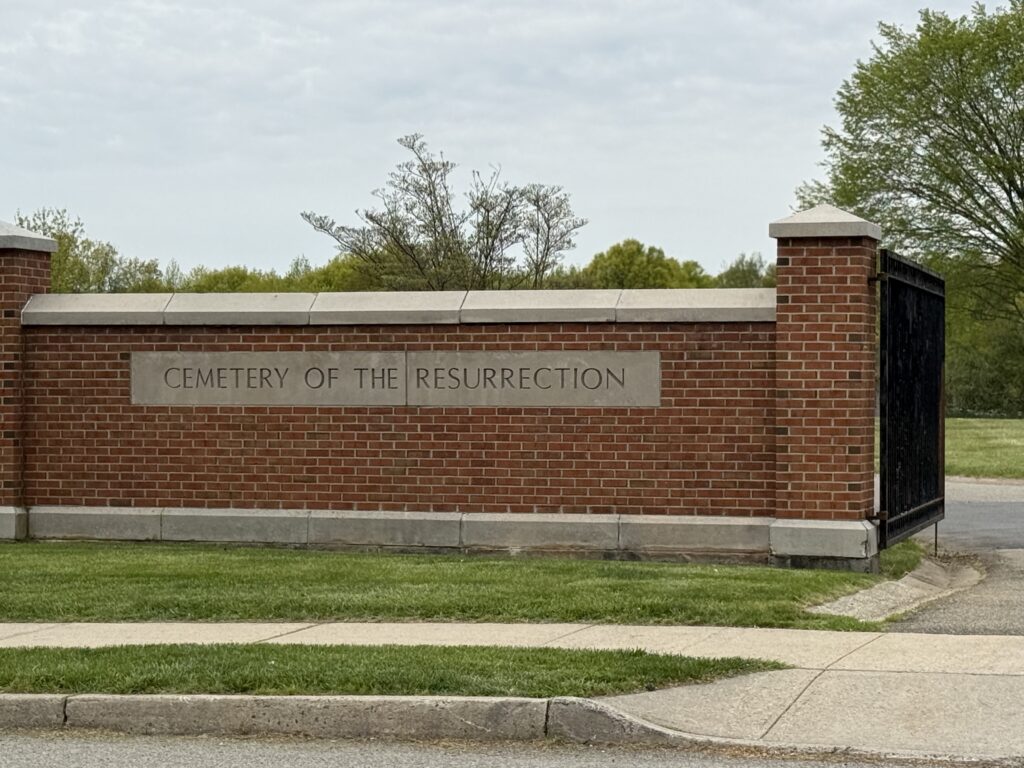 The entrance to Staten Island’s Cemetery of the Resurrection is shown on April 29, 2026,