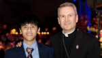 Dennis Le, a senior at Xavier High School and Inner-City Scholarship Fund scholarship recipient, stands with Archbishop of New York Ronald Hicks at the 49th Annual Inner-City Scholarship Fund FRIENDS Gala, held May 12, 2026, at Cipriani 42nd Street in Manhattan.
