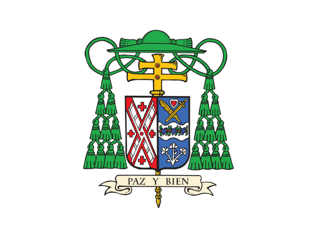The coat of arms of His Excellency Archbishop Ronald A. Hicks.