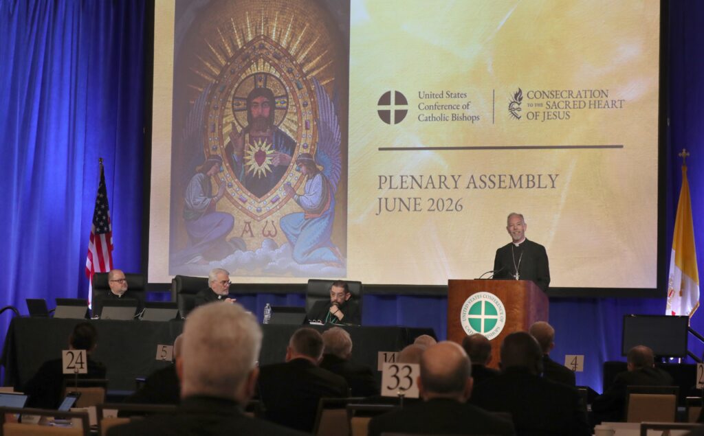 Archbishop Alexander K. Sample of Portland, Ore., speaks during a June 11, 2026, session of the annual spring meeting of the U.S. Conference of Catholic Bishops in Orlando, Fla. (OSV News photo/Bob Roller)