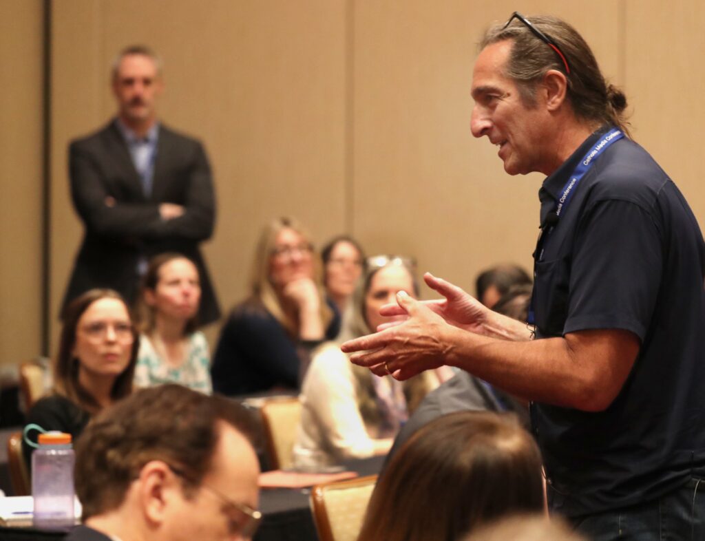 Photojournalist Jeffrey Bruno gives a lecture titled "Seeing First: Visual Storytelling and the Art of Being Heard in a Noisy World" during a June 19, 2026, session of the Catholic Media Conference in Atlantic City, N.J.