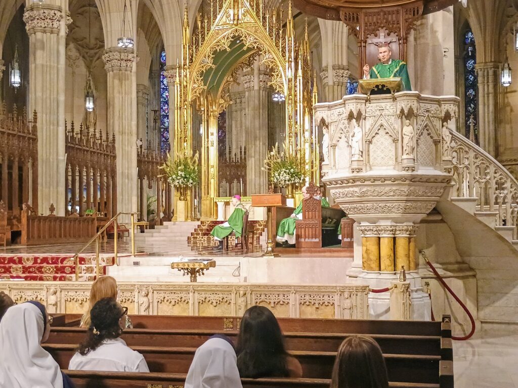 Archbishop Ronald Hicks delivers his homily in a Mass for staff members of the Archdiocese of New York on Wednesday, June 17, 2026.
