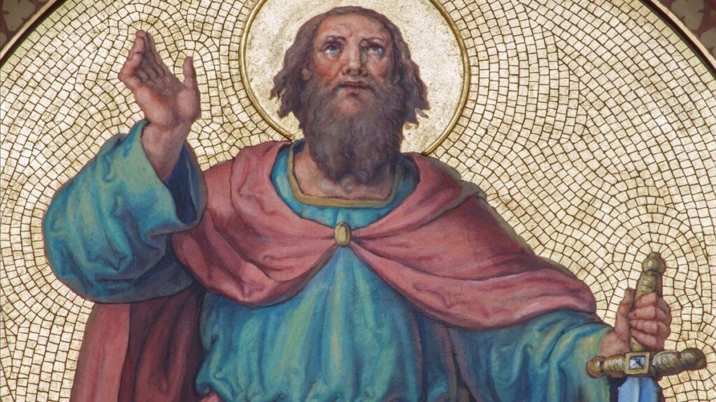 Fresco de San Pablo Apóstol, de finales del siglo XIX, obra de Josef Kastner, procedente de la Iglesia de los Carmelitas de Doubling, Viena.