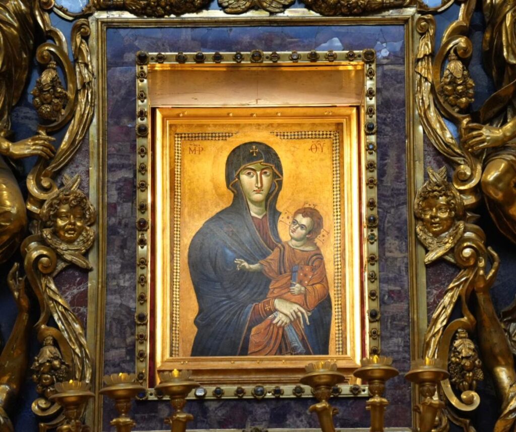 The icon of Salus Popoli Romani in the Basilica of Saint Mary Major in Rome on April 30, 2025.