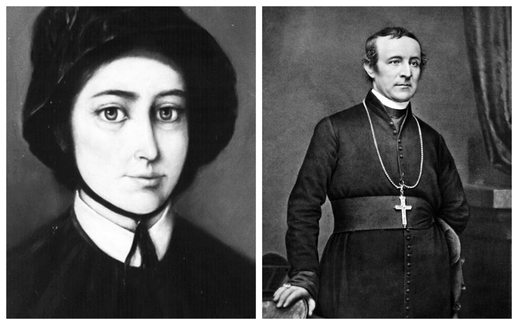 St. Elizabeth Ann Seton (left) and Archbishop John Hughes, two figures whose work, decades apart, helped build the Catholic Church in New York.