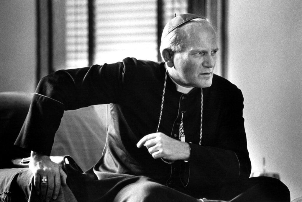 Cardinal Karol Wojtyla, archbishop of Kraków, Poland, who later became Pope John Paul II, responds to questions during an interview at The Catholic University of America in Washington July 29, 1976, the United States' bicentennial year. During his papacy, St. John Paul made seven visits to the United States.