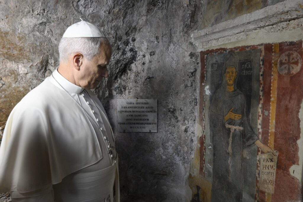 Pope Leo XIV visits the Monastery of St. Benedict in Subiaco, Italy, July 22, 2026.